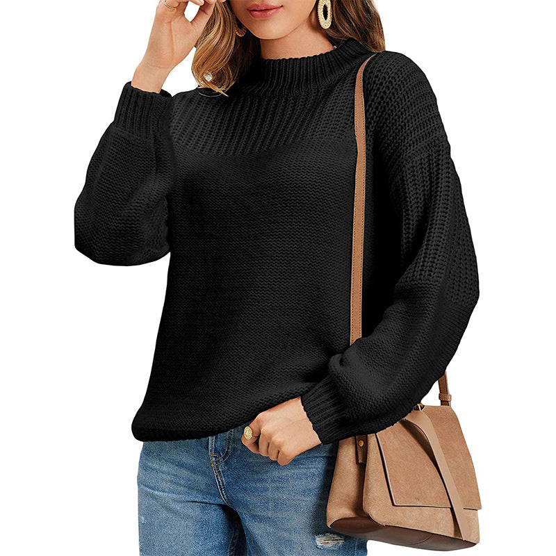 2024Autumn and Winter Solid Color Sweater Women's Long-Sleeved Sweater Cross-Border European and American Women's Clothing Amazon Sweater Women