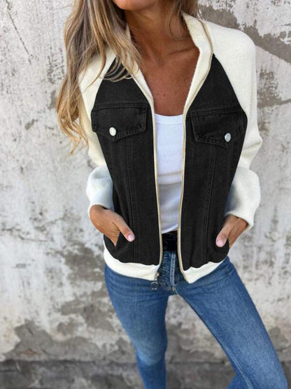 Casual V-neck Zipper Jacket