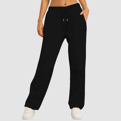 Women's Wide Leg Sweatpants Double Waisted Baggy Sweat Pants with Pockets