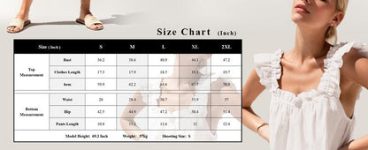 Womens Pajamas Set 2 Piece Ruffle Pj Soft Tank Top and Shorts Sleepwear Set Bridal Pajama for Women Set