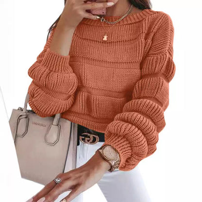 Casual round Neck Pullover Autumn Women's Sweater  Long Sleeve Loose Quality Thick Knitted Cute Top