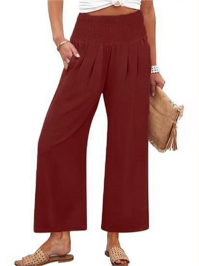 Women Linen Palazzo Pants Summer Boho Wide Leg High Waist Casual Lounge Pant 2025 Beach Travel Vacation Outfits