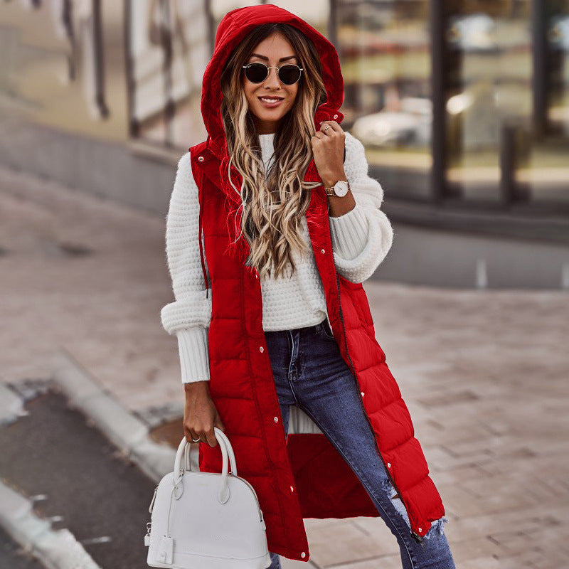 Open Front Hat Coat, Casual Sleeveless Long Coat, Women's Clothing