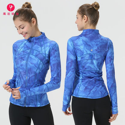 Yoga Clothes Autumn and Winter uarun Sports Jacket Women's Slim Stretch Zipper Running Yoga Fitness Long-Sleeved Upper Garment