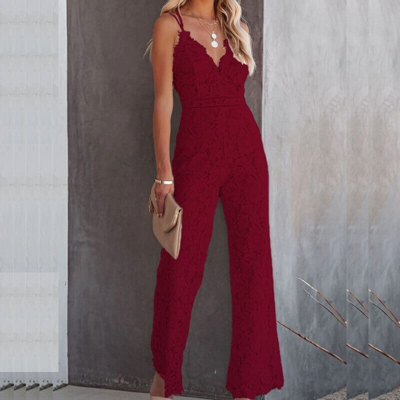 Lace Double Strap Jumpsuit - Seldom Seen Styles