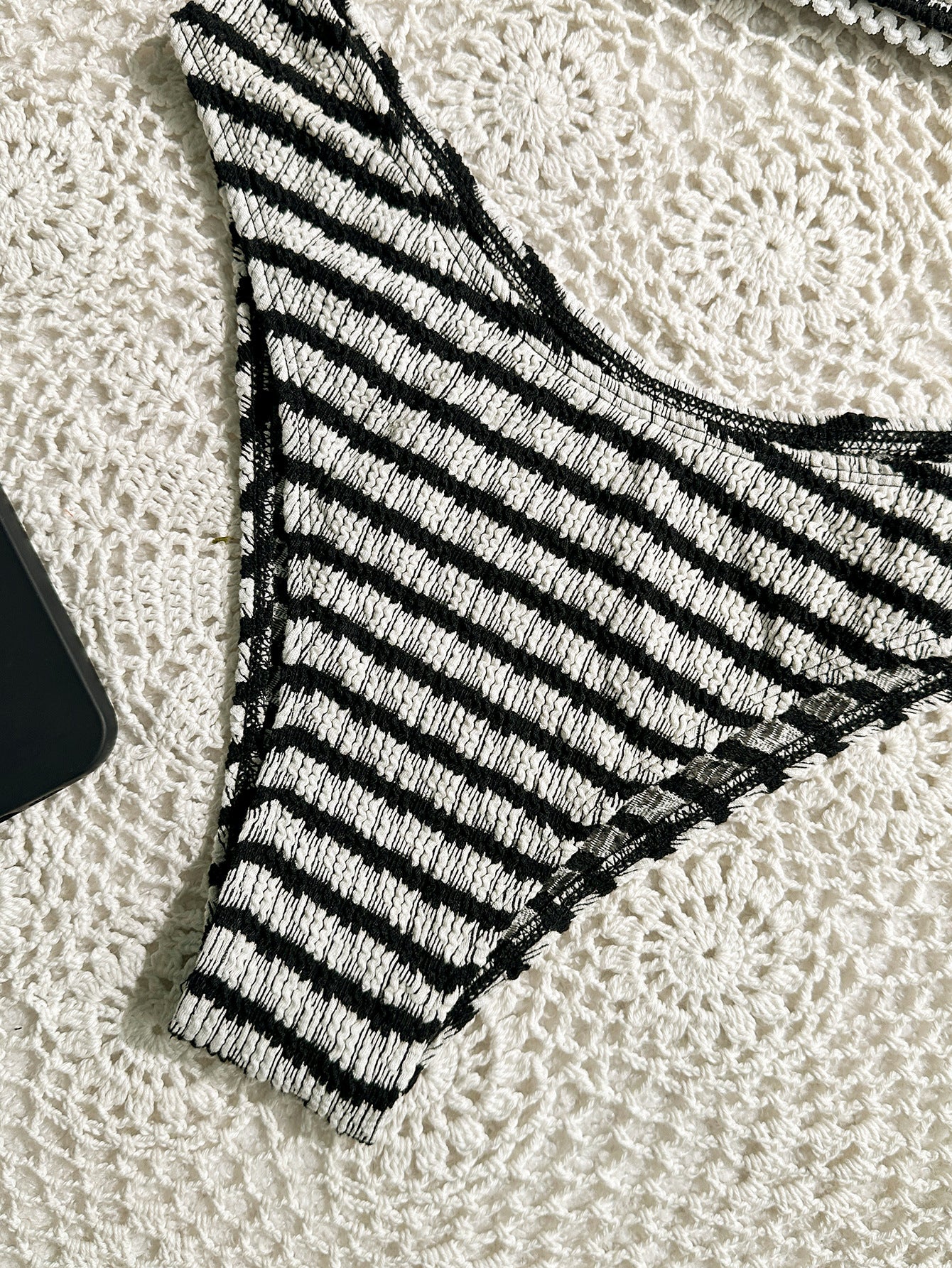 black and white striped bikini