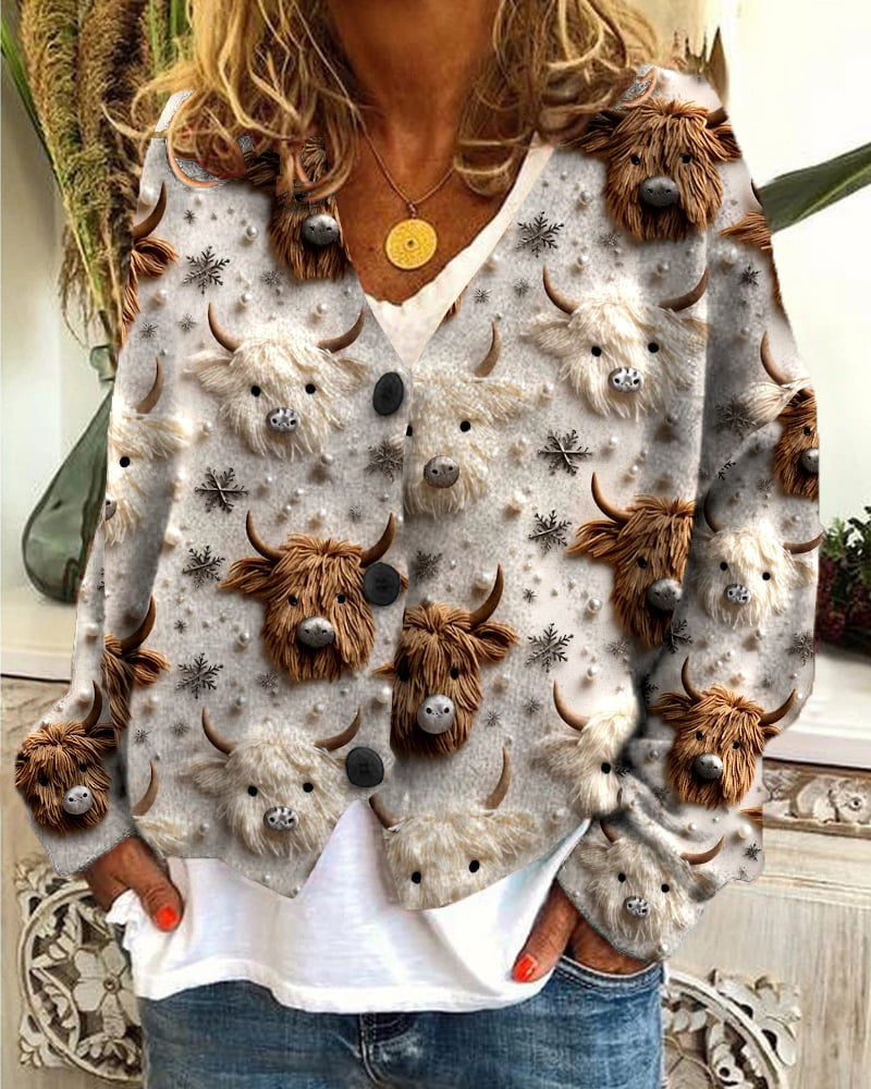 Foreign Trade Cross-Border2023Amazon Foreign Trade New Christmas Abstract Printing Casual Cloak Coat Cardigan