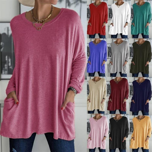 👚50% discount ✨New long-sleeved cotton T-shirt with a casual pocket - Seldom Seen Styles