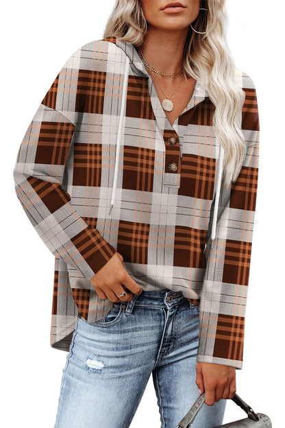 Womens Tops V Neck Button Sweatshirt for Women Pullover Long Sleeve Shirts Fall Outfits 2025 Loose Fit - Seldom Seen Styles