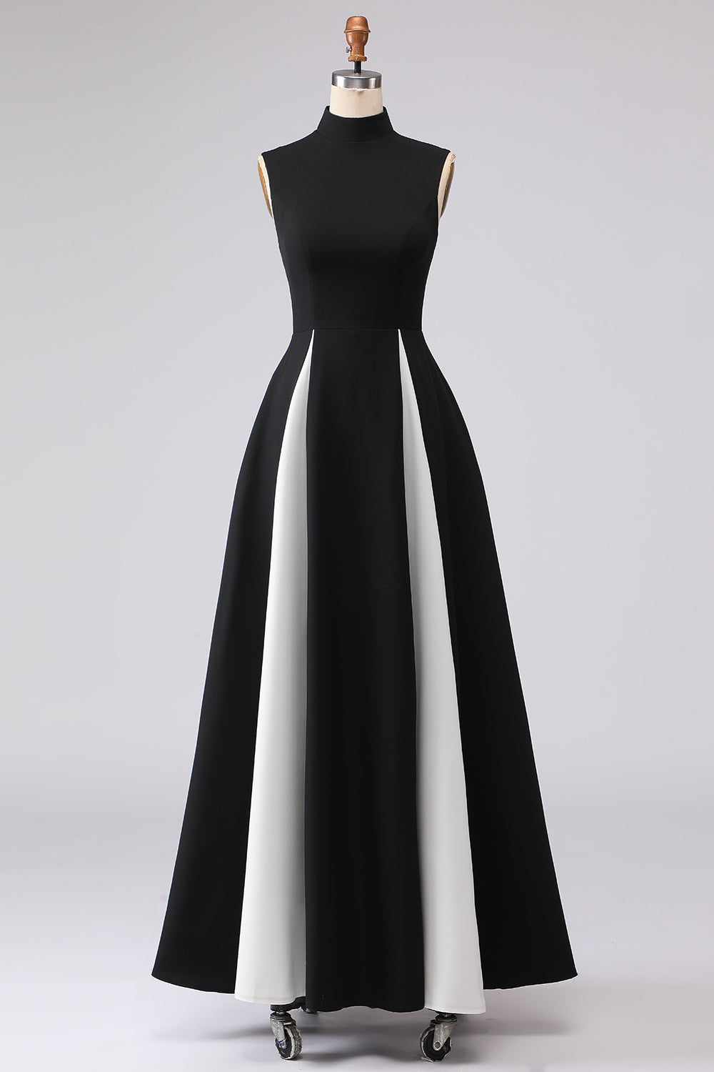 Black and White A-Line High Neck Long Formal Dress - Seldom Seen Styles