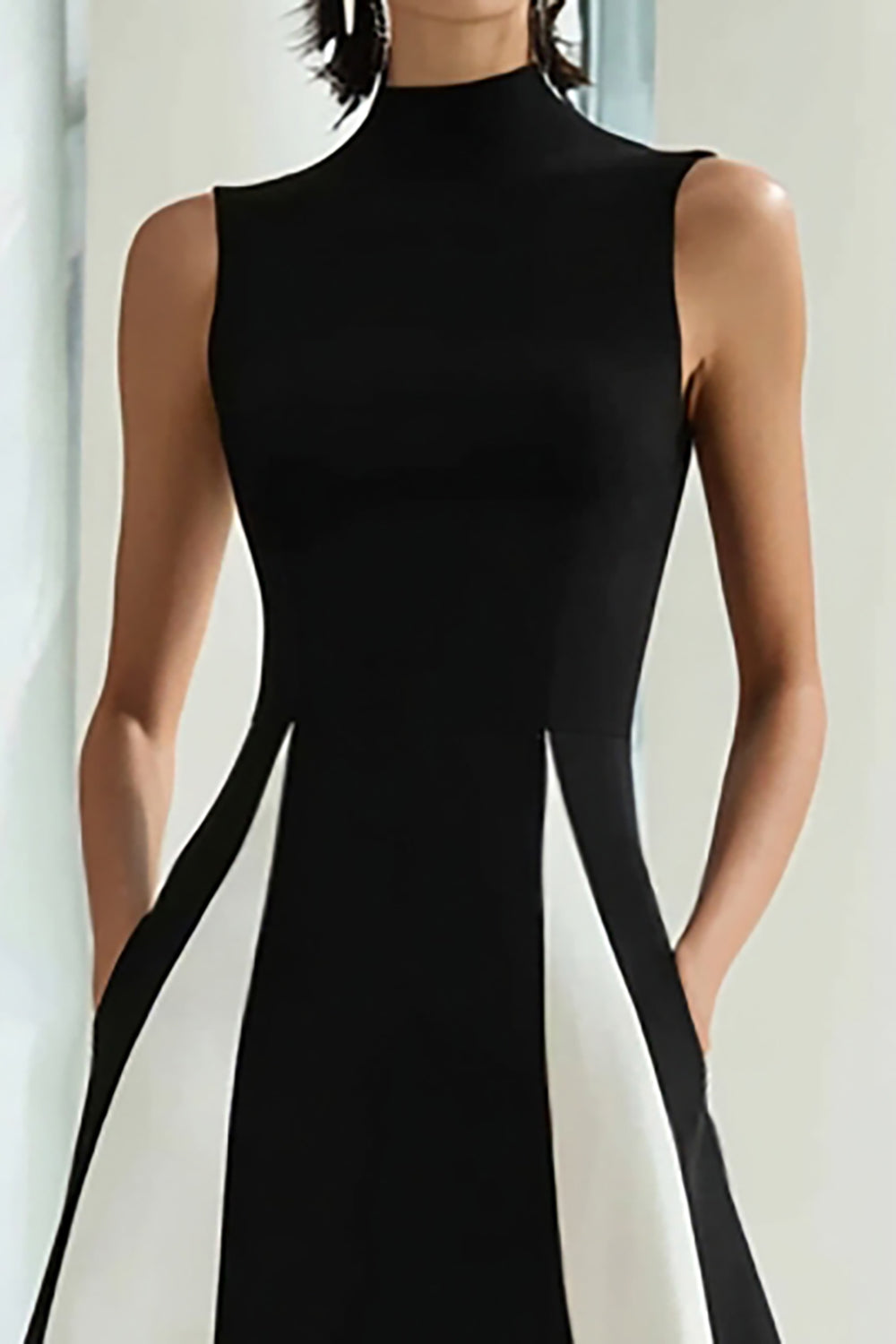 Black and White A-Line High Neck Long Formal Dress - Seldom Seen Styles