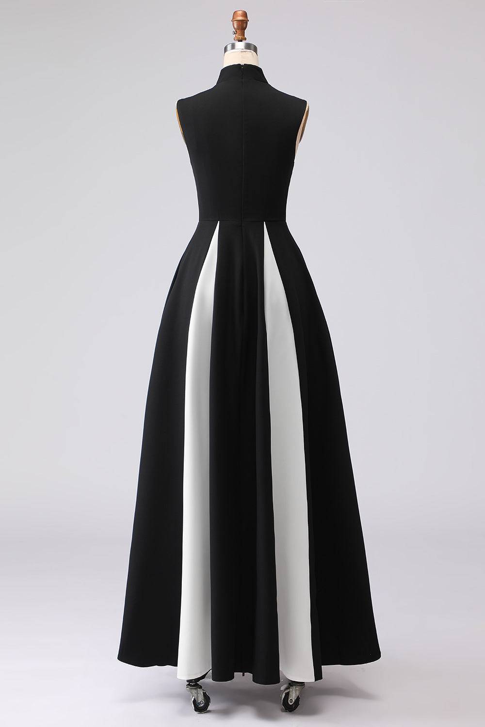 Black and White A-Line High Neck Long Formal Dress - Seldom Seen Styles
