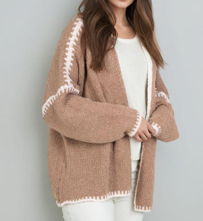 Nordic Foreign Trade Cross-Border Autumn and Winter New ins Style Thick Needle Imitation Woolen Knitted Sweater Coat Solid Color Loose Cardigan