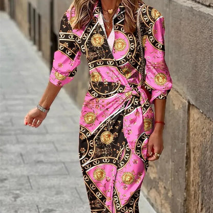 Amanda | Women’s Chic V-neck Wrap Shirt Dress