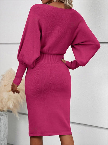 Autumn Winter Sexy Solid Color Hip Dress