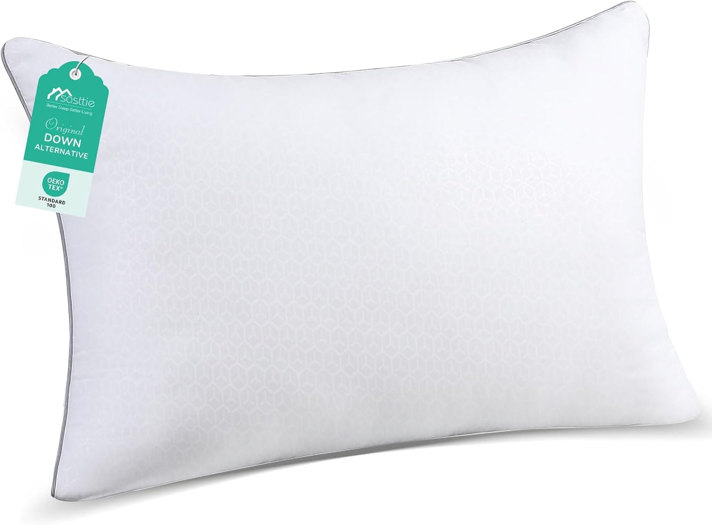 Sasttie Pillows Queen Size Set of 2, Bed Pillows for Side, Back, and Stomach Sleepers - Oeko-Tex Certified Down Alternative Plump Filling - Hotel Quality and Machine Washable, 2 Pack - Seldom Seen Styles