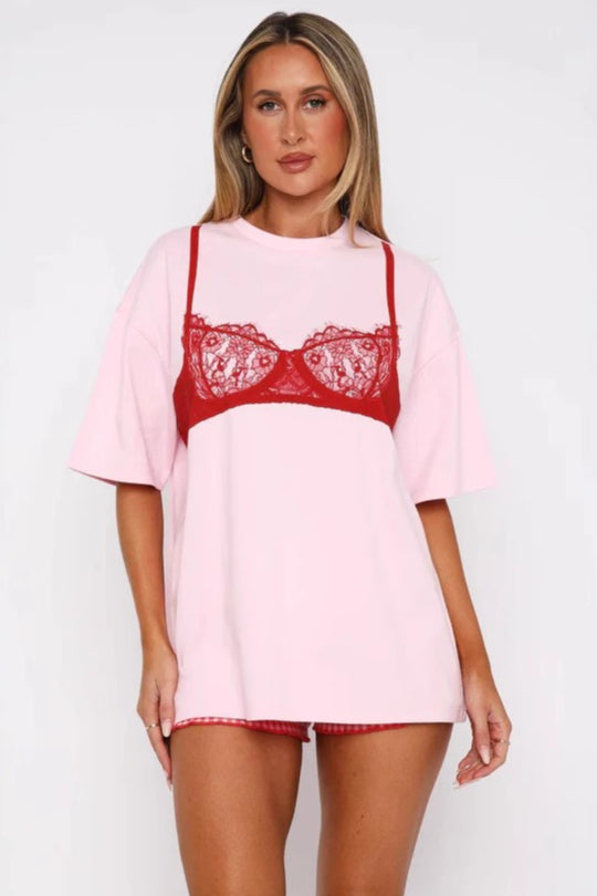 Corset Print Casual Loose Short Sleeve T-shirt - Seldom Seen Styles