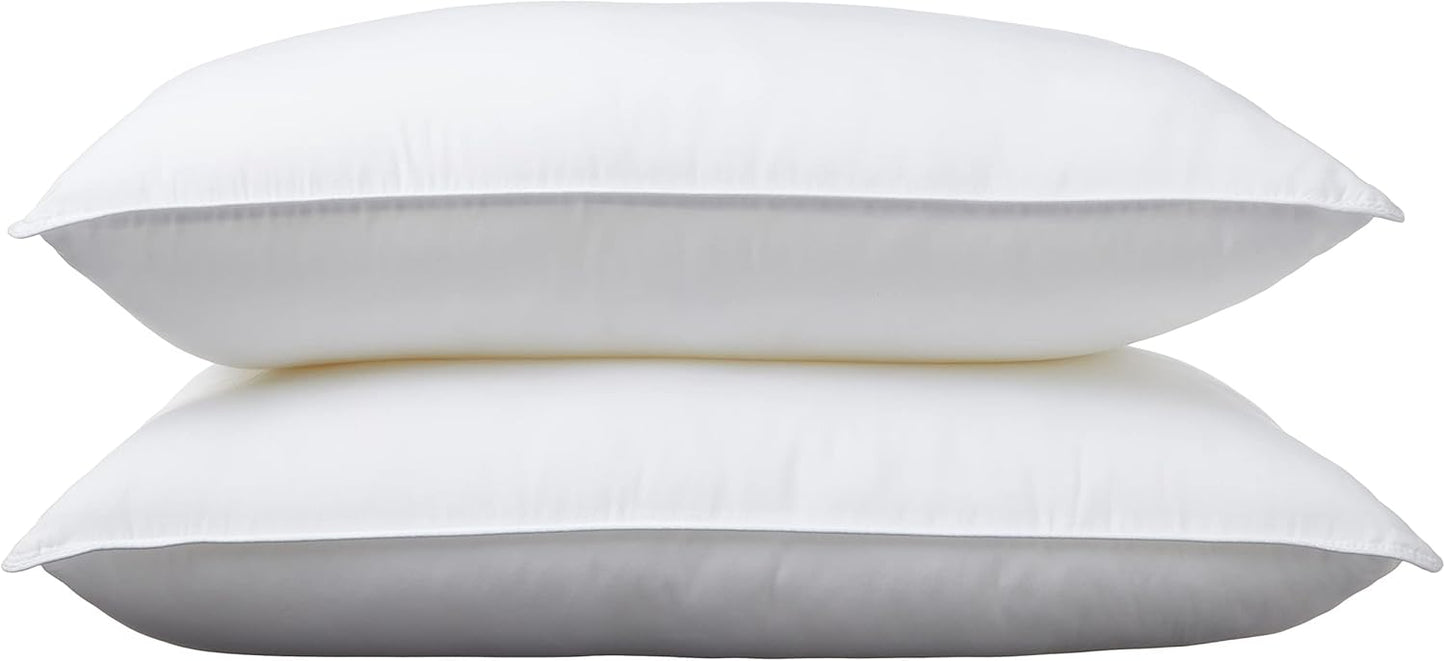 Amazon Basics Down Alternative Pillows for Stomach and Back Sleepers, Soft Density, Standard, Pack of 2, White, 26 in L x 20 in W - Seldom Seen Styles