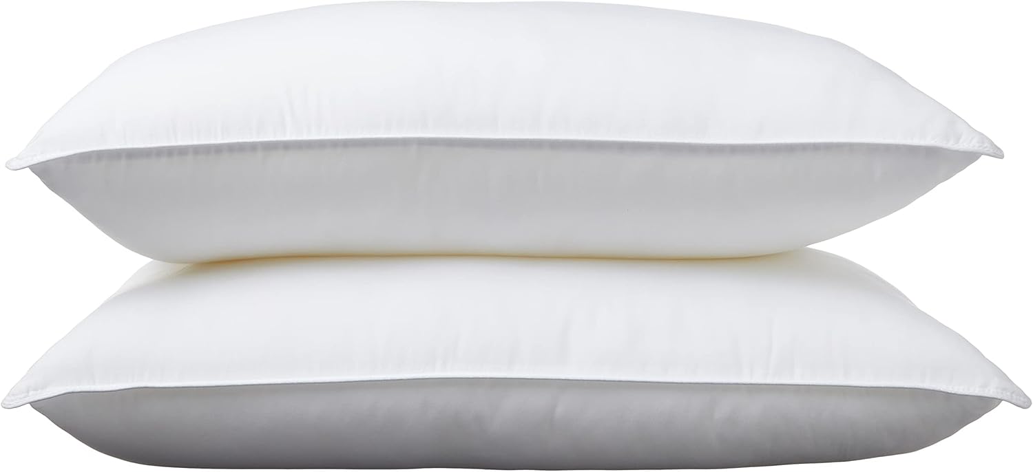 Amazon Basics Down Alternative Pillows for Stomach and Back Sleepers, Soft Density, Standard, Pack of 2, White, 26 in L x 20 in W - Seldom Seen Styles