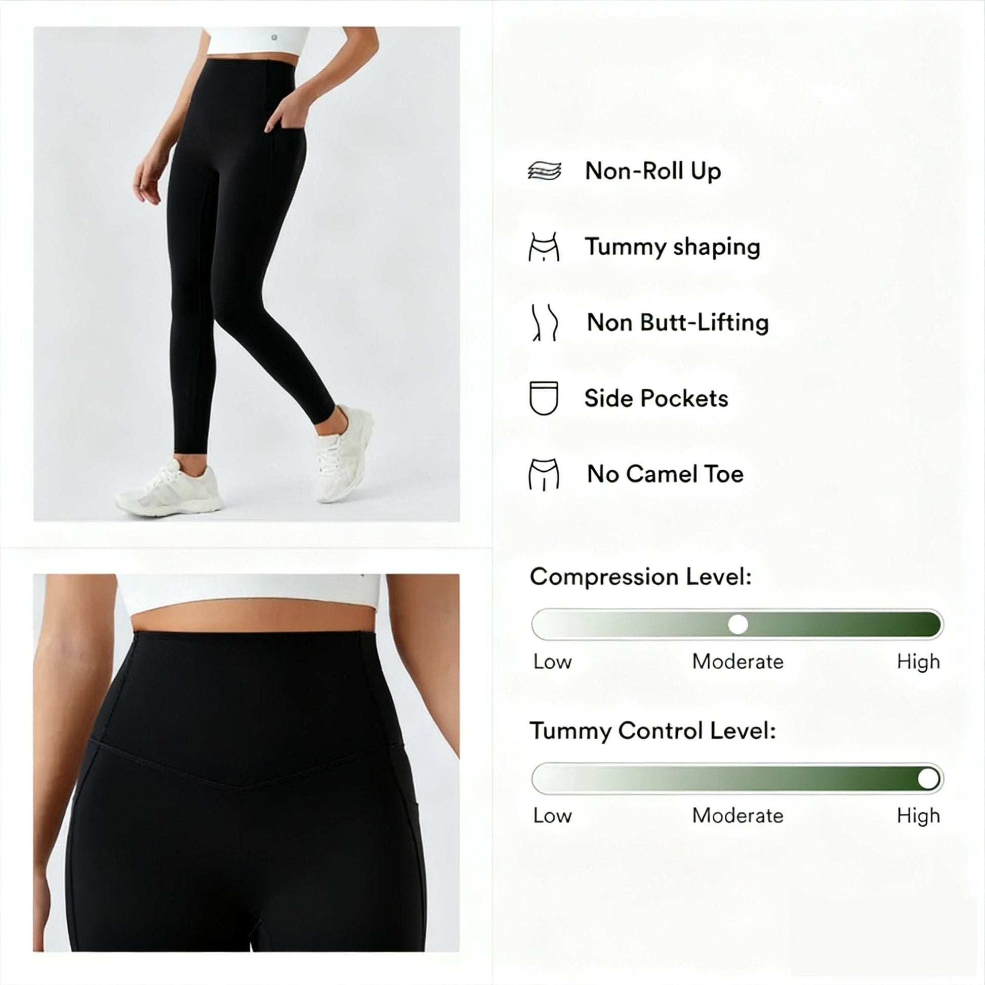Women's High-Waisted Core Shaping and Hip Lifting Side Pocket Training Super Shaping Leggings - Seldom Seen Styles
