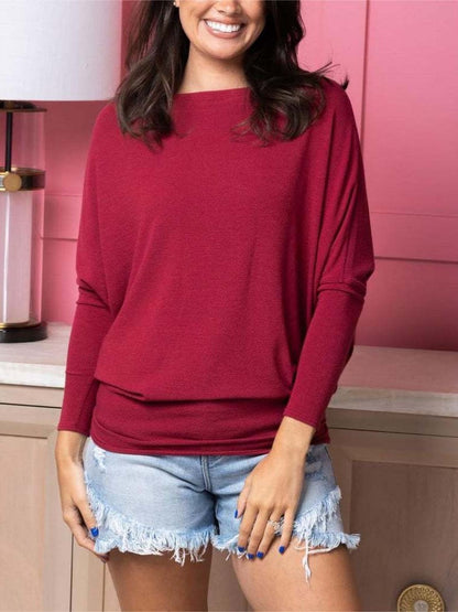 Women's Fall Sweaters 2025 Casual Long Batwing Sleeve Loose  Knit Pullovers Jumper Tops