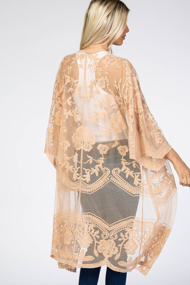 Hollow Out Lace Kimono Cover Up | Dress In Beauty