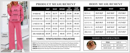 Women 2-Piece Outfit 2025 Fall Winter Lapel V Neck Long Sleeve Pullover and Wide Leg Pants Lounge Sets Pockets #Outdoorfun