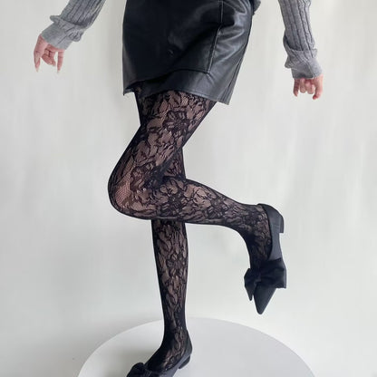 Spring and Autumn Striped Dark Red Millennium Hot-Selling Slimming Stockings Retro Dark Pattern Hot Girl Versatile Thin Pantyhose