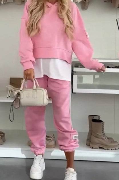 2025New Hooded Fashion Solid Color Casual Sports Suit Women's Clothing