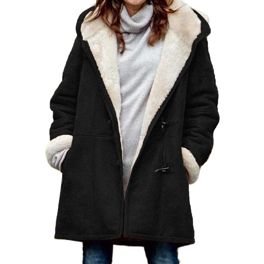 Winter Coat for Women 2024 Plus Size Warm Fleece Lined Jackets Button Down Hooded Parka Peacoat Outerwear with Pocket