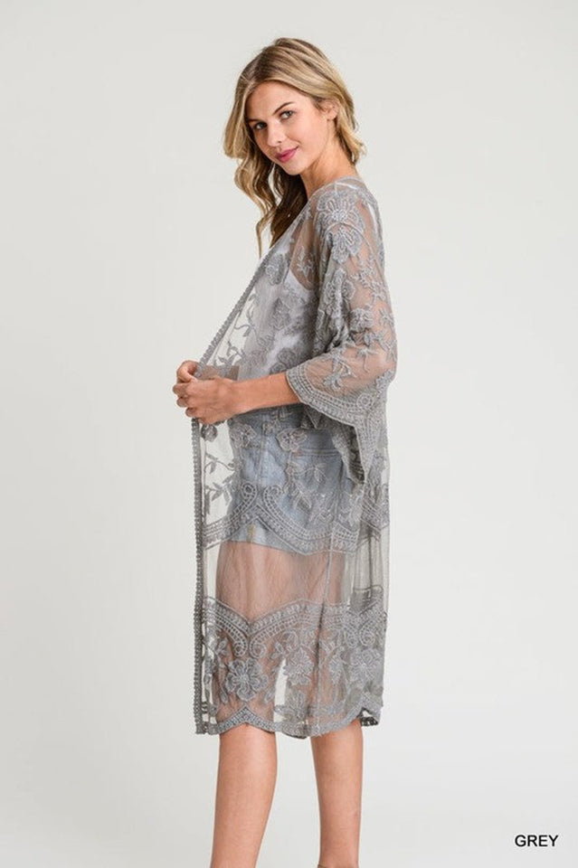 Hollow Out Lace Kimono Cover Up | Dress In Beauty