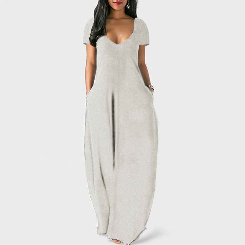 Women's Solid Color Pocket Lounge Dress, Basic Casual Comfy Long Sleeve Maxi Dress for Daily Wear, Ladies Sleepwear for All Seasons, Loungewear, Elegant Sleep Dress, Night Gown Women, Womenswear, Sleepwear Dresses - Seldom Seen Styles