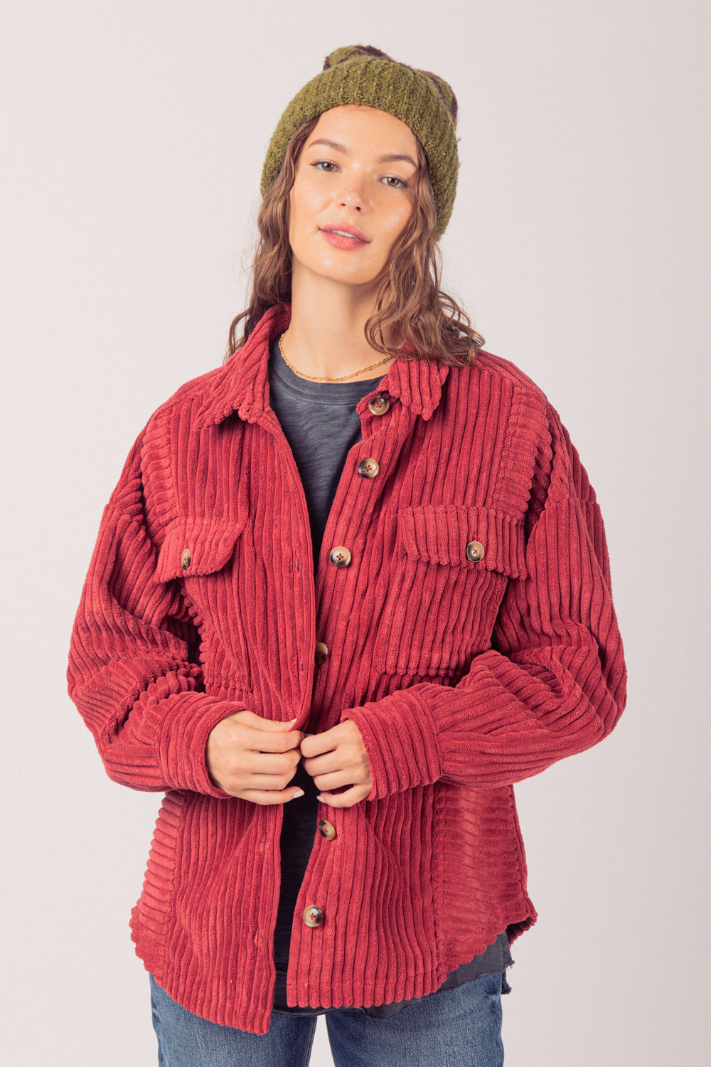 women's clothing Winter Cross-Border New Products Fashion Big Pit Strip Big Pocket Shirt Coat