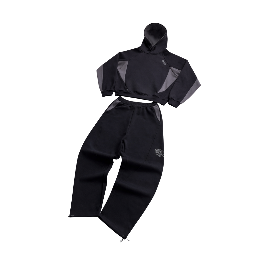 Women's Cropped Hoodie Tracksuit Set Casual Streetwear Two Piece Outfit