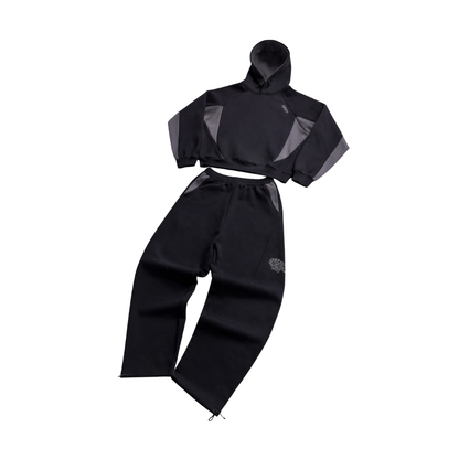 Women's Cropped Hoodie Tracksuit Set Casual Streetwear Two Piece Outfit
