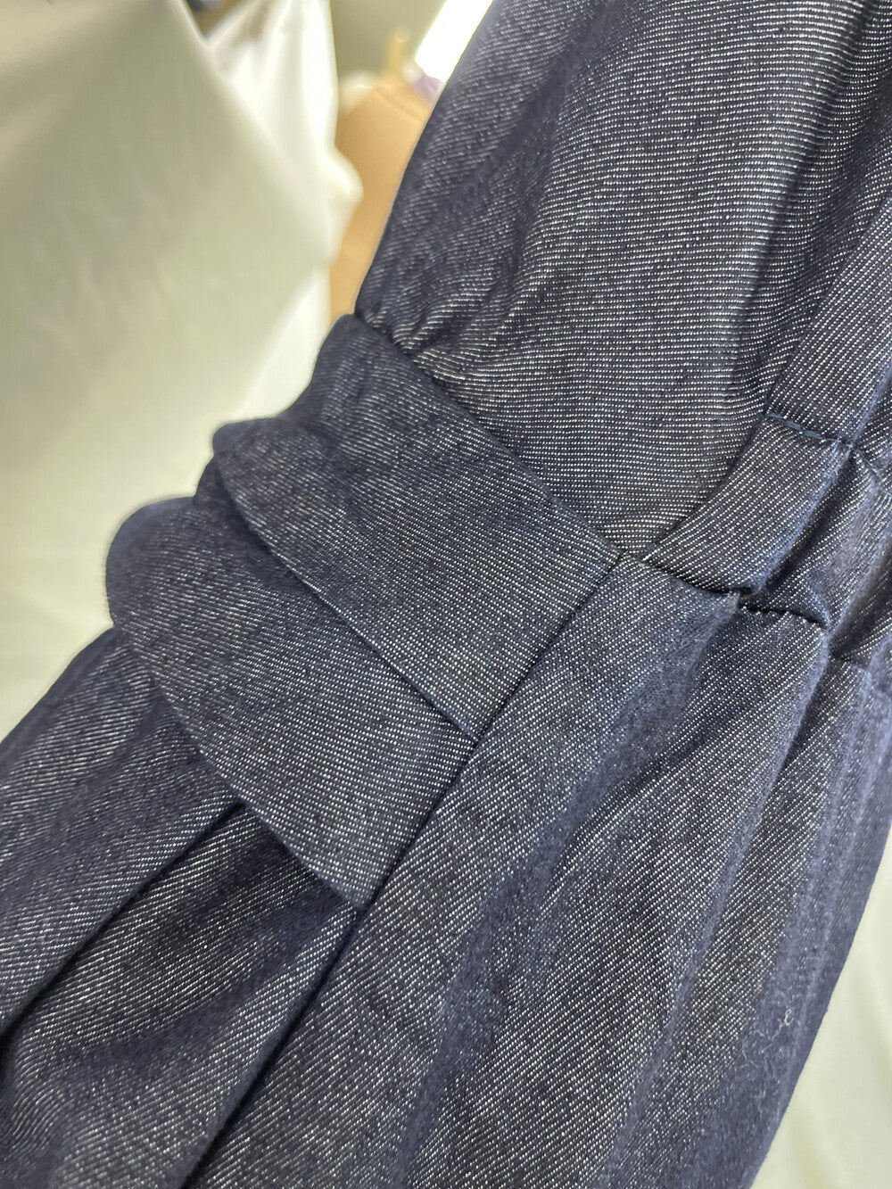 Women's Dark Navy Denim Halter Neck Wrap Ruched Maxi Dress Sleeveless Backless S M L MiniHey HH8230 - Seldom Seen Styles