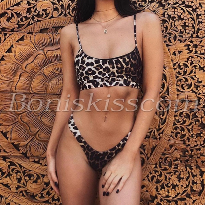 Women&apos;s Sexy Leopard Padded Push-Up Bikini Set Swimsuit Beach Bra Thong Swimwear - Seldom Seen Styles