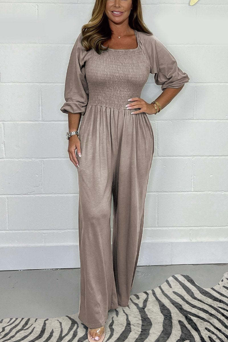 Hot  Comfort and Casual Elastic Wide Leg Jumpsuit