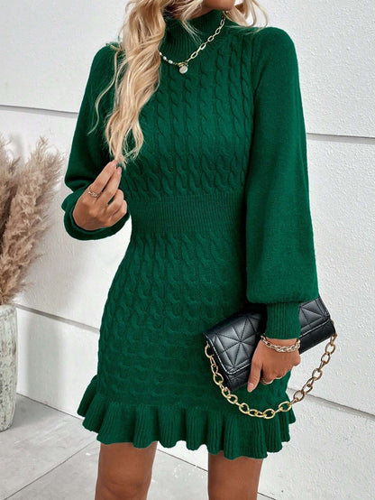 Autumn  Winter New Knitted Dress  Fashion Women's Wear Solid Color Dress