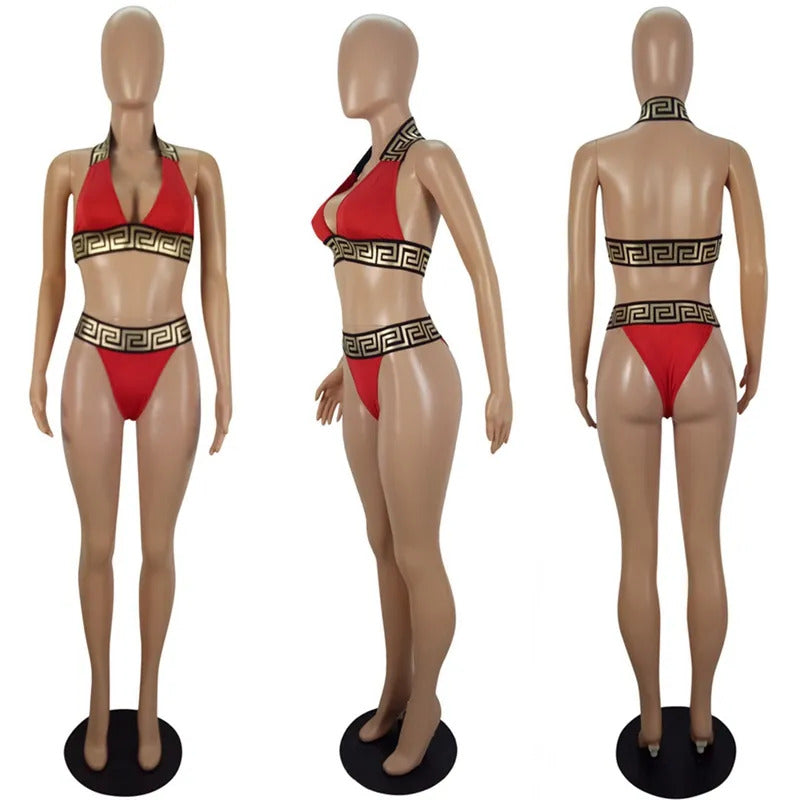 Sexy Bikini Sets For Women Bandage Swimsuit Crop Top Swimwear Thong Bathing Suit High Cut Beachwear Solid Print New Bather High-Cut Crop Top &amp; Thong - Seldom Seen Styles