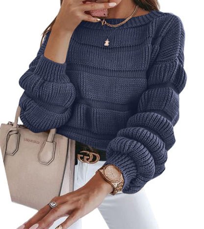 Casual round Neck Pullover Autumn Women's Sweater  Long Sleeve Loose Quality Thick Knitted Cute Top