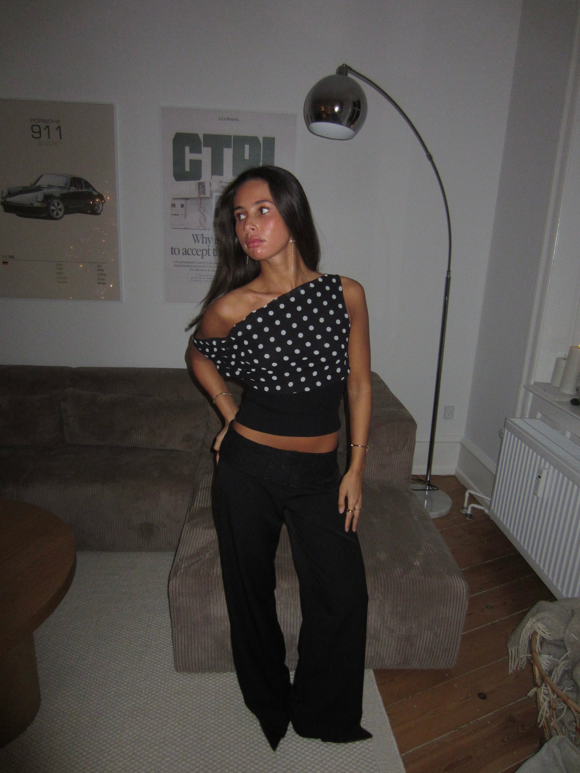 Kimmie polka dotted top - Black/white - Seldom Seen Styles