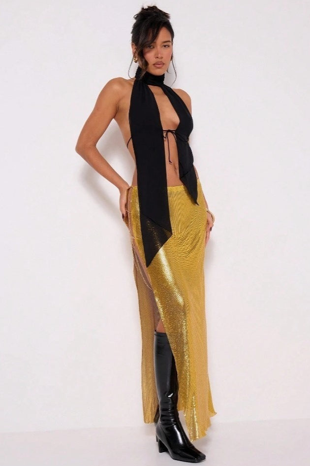 Stand Collar Halter Backless Leopard Halter Top - Seldom Seen Styles