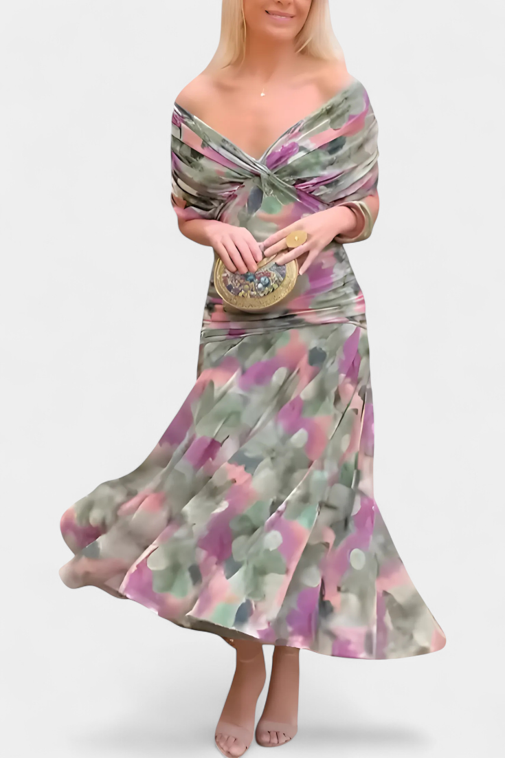 Alondra™ Long Floral Dress with V-Neck - Seldom Seen Styles
