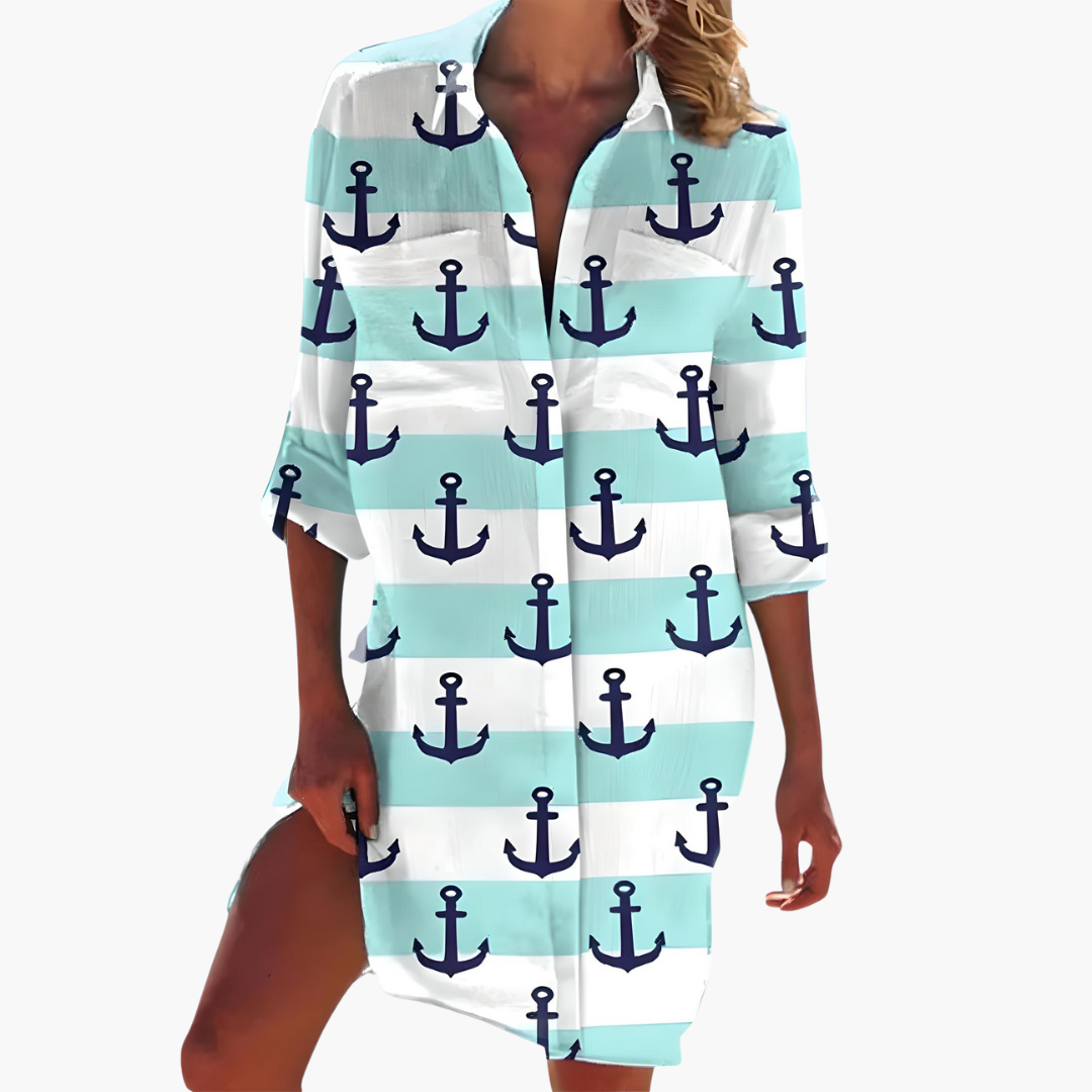 Women's Shirt Dress with Long Sleeves and Button Placket - Seldom Seen Styles