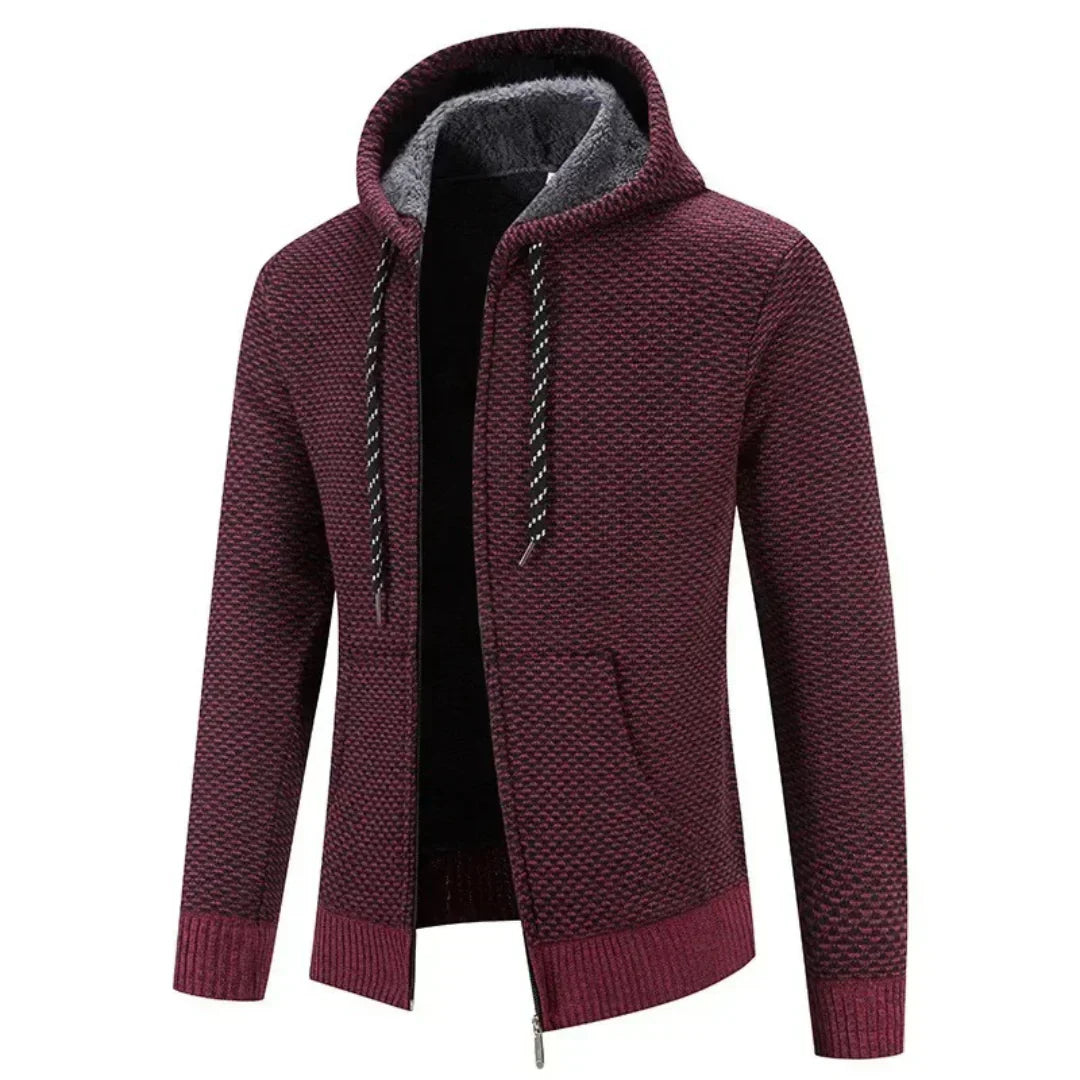 Men's Fleece Clothes Knit Cardigan Jumper Hooded Jackets Brown Sweaters Warm Harajuku Coat