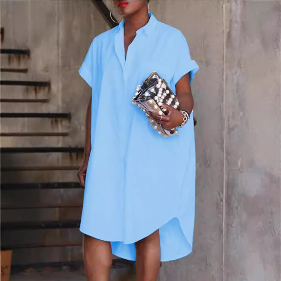 Women's Pop Art Print Shortsleeve Button Front Shirt Dress, Comfort Collared Roll Up Sleeve Midi Dress, Summer Dresses 2024, Fashion Lady Dress for Daily Casual Wear, Holiday Outfits 2024, Womenswear