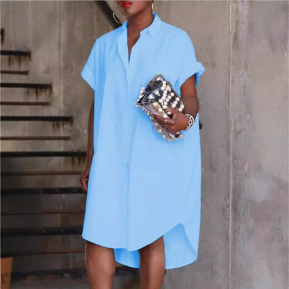 Women's Pop Art Print Shortsleeve Button Front Shirt Dress, Comfort Collared Roll Up Sleeve Midi Dress, Summer Dresses 2024, Fashion Lady Dress for Daily Casual Wear, Holiday Outfits 2024, Womenswear