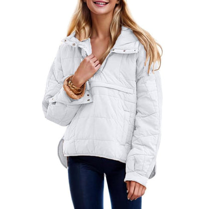 Womens Oversized Hooded Puffer Jacket Lightweight Pullover Hoodies Quilted Dolman Long Sleeve Warm Winter Coat