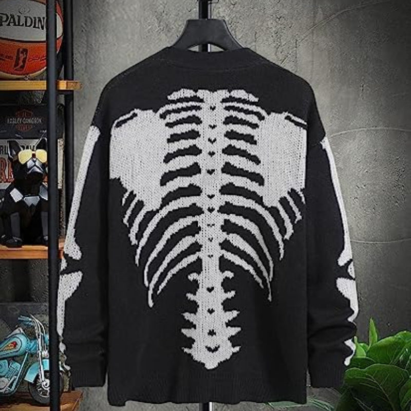 Women's Skeleton Print Drop Shoulder Cardigan, Casual Halloween Long Sleeve Open Front Knitwear for-Fall & Winter, Women's Clothing for Daily Wear, Cardigans for Women, Cardigans - Seldom Seen Styles
